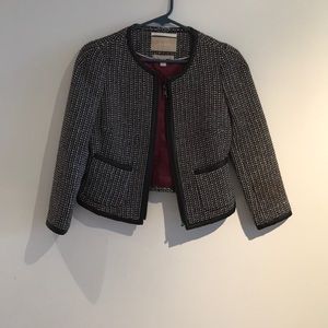 Black and white plaid and zippered blazer